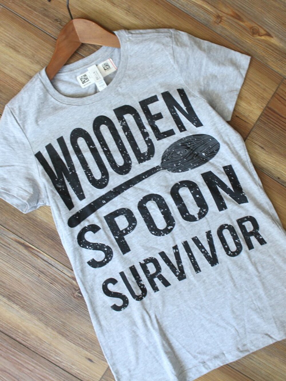 Bella Canvas Heather Gray Wooden Spoon Survivor Sarcastic Graphic Tee L